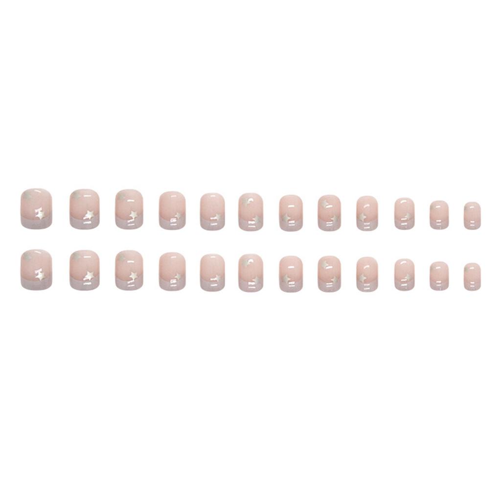 Light Pink Glossy False Nails with White Tip Sweet & Charming Reusable False Nails for Hot Girl Dress Matching