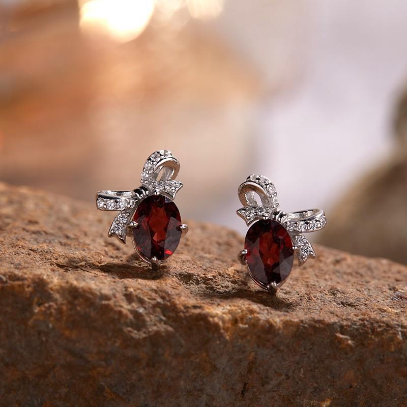 Natural Gemstone Bow Ring Women Trendy Colorful Crystal Jewelry
