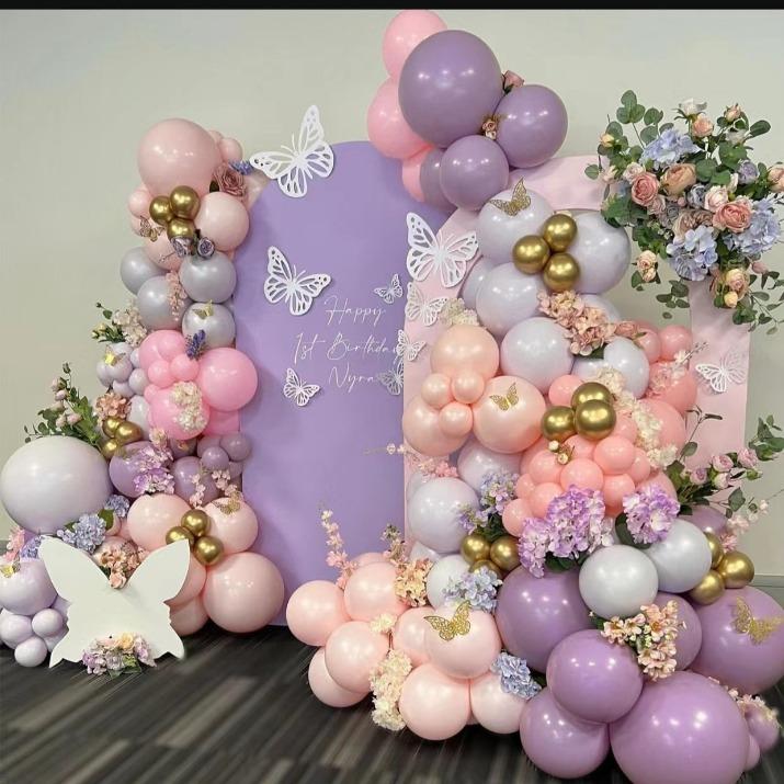 

Purple Gold Balloon Set Birthday Party Store Decoration Balloons Set as shown