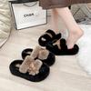 Fashion High-end Fluffy Shoes for Women's Outer Wear 2025 Spring and Autumn New Women's Belt Buckle Thick-soled Lazy Slippers for Women