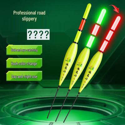 Thickened Luminescent Sea Fishing Float for Day/Night Use with Slippery Hook & Color-Changing, Long Cast Floating Tackle
