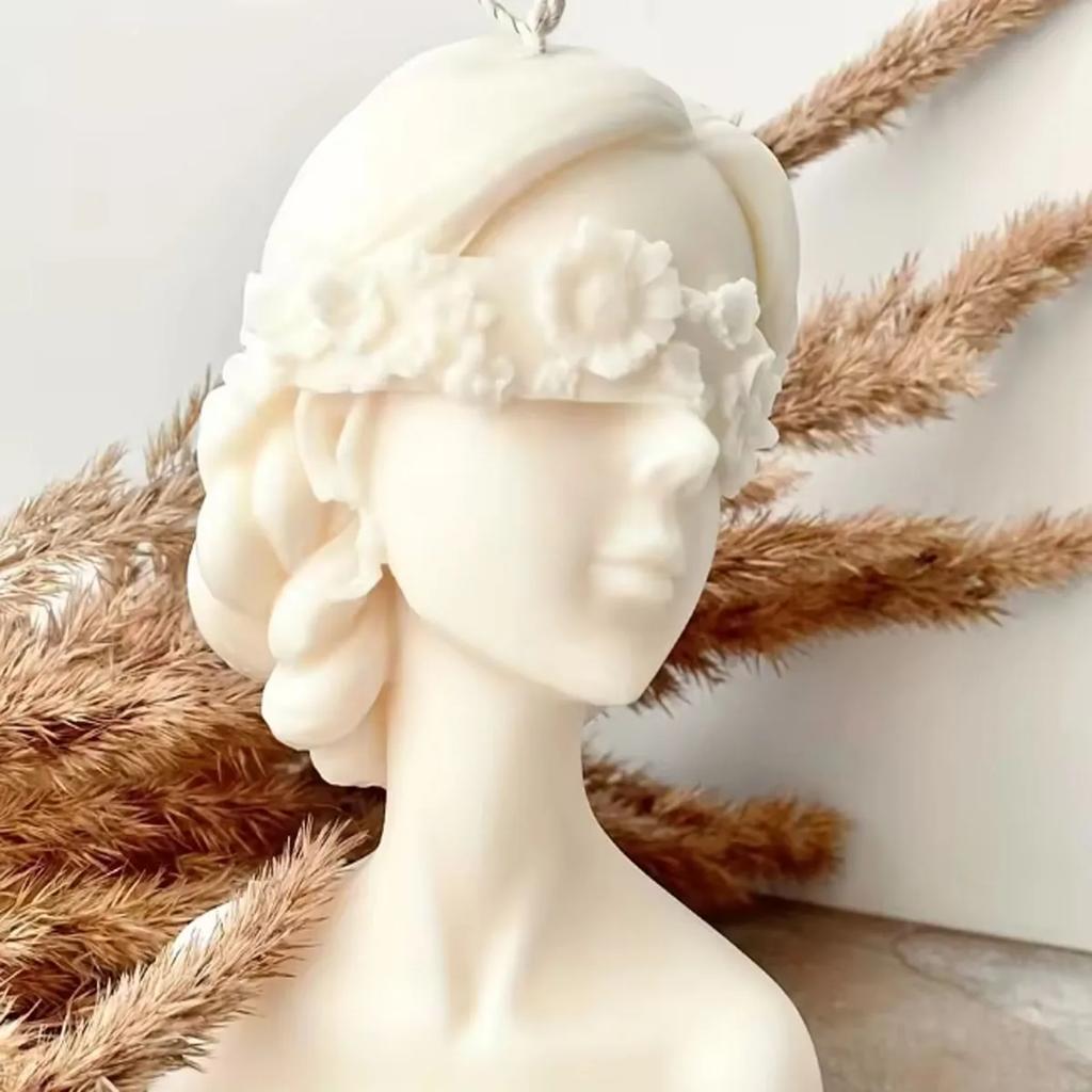 1pc-3D Candle Silicone Mold Closed Eye Girl Cover Eyes Girl Mold DIY Plaster Statue Mold Aromatherapy Candle Lamp Candlesticks