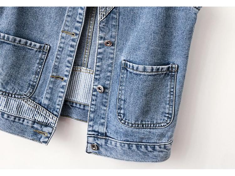 Women's Striped Patchwork Denim Vest 2023 - Slim-Fit Sleeveless Gilet for Spring/Autumn Layering