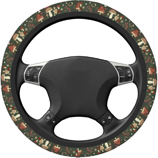 Steering Wheel Cover for Men Women Universal Car Accessories 15 Inch Mushrooms