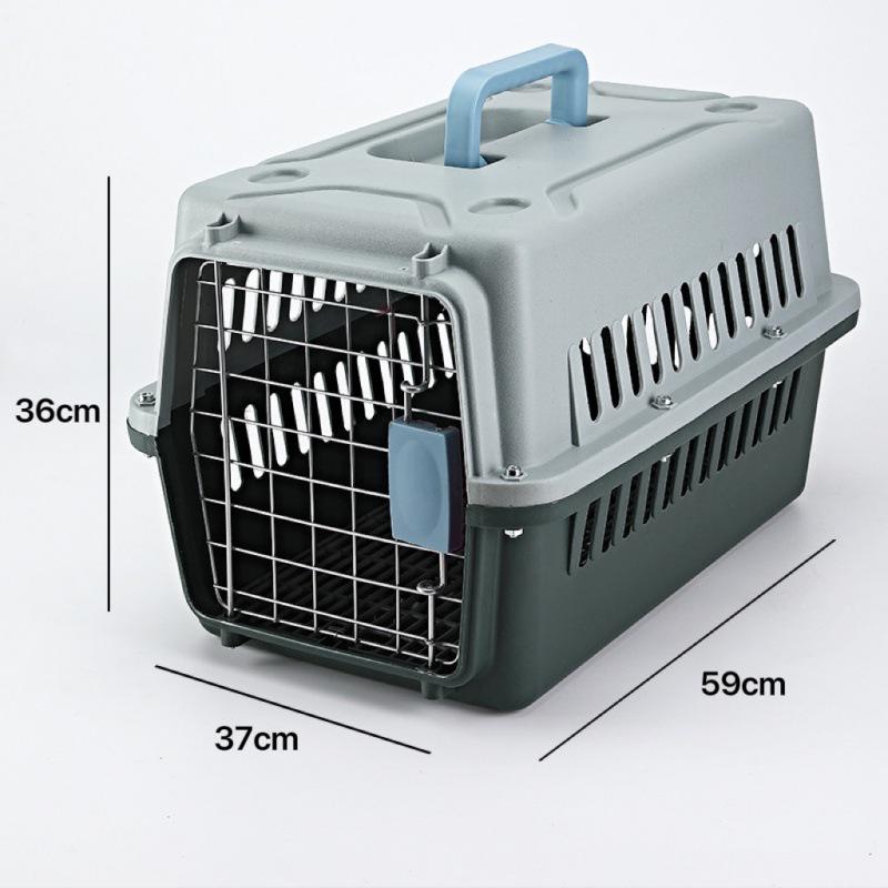 Portable Graphite Green Pet Carrier: Cat Cage & Dog Shipping Box