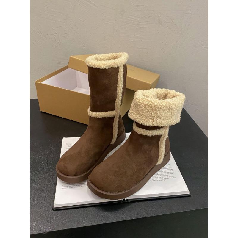 

Women s Large Size Two Wear Soft Sole Winter Warm Fur Snow Boots Padded Lined Ankle Boots Non-Slip Hiking Sports Cotton Boots 42