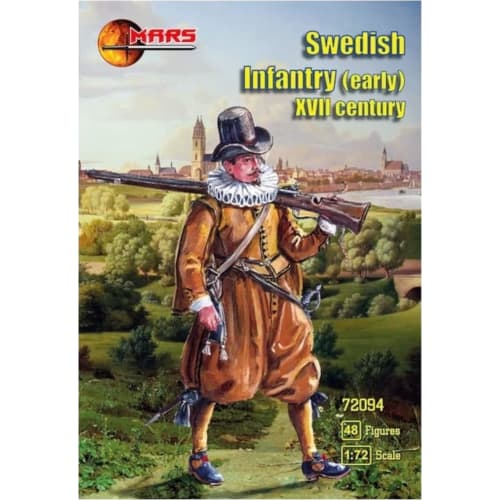 Mars Figures 1/72 Scale Swedish Infantry, Early 17th Century, 12 Poses, 48 ??Figures, Plastic Model Kit ORM72094