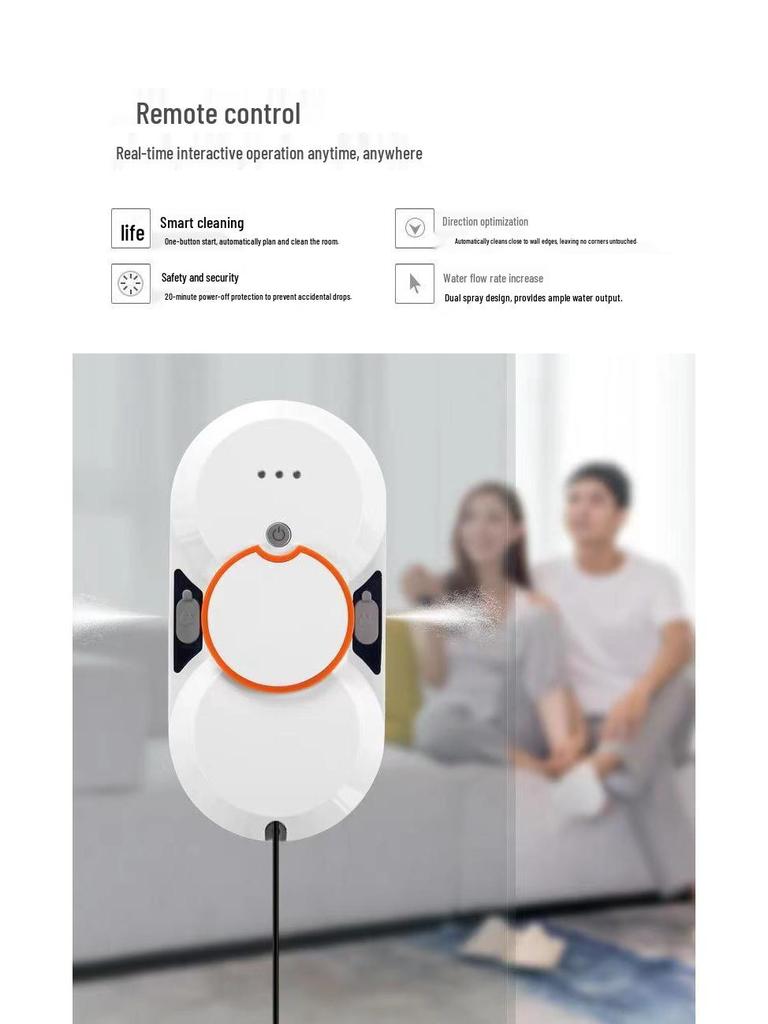 New Ultra-Thin Double Spray Intelligent Window Cleaning Robot for Households