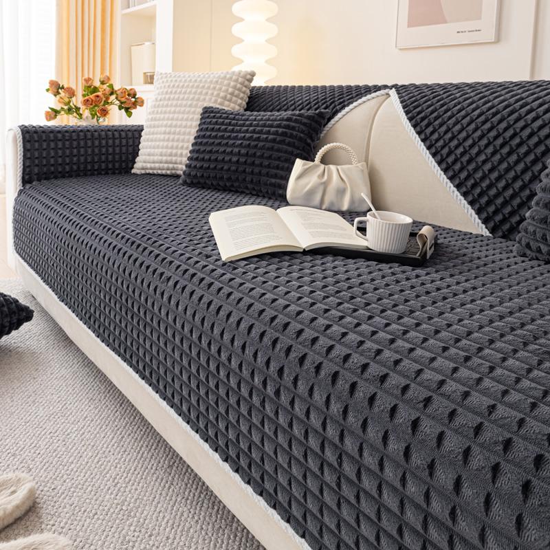 Kış Peluş Kanepe Minderi Kalınlaştırılmış Sıcak Kaymaz Kanepe Kılıfı Her Şey Dahil Evrensel Kanepe Havlusu Tam Kapak Kumaş