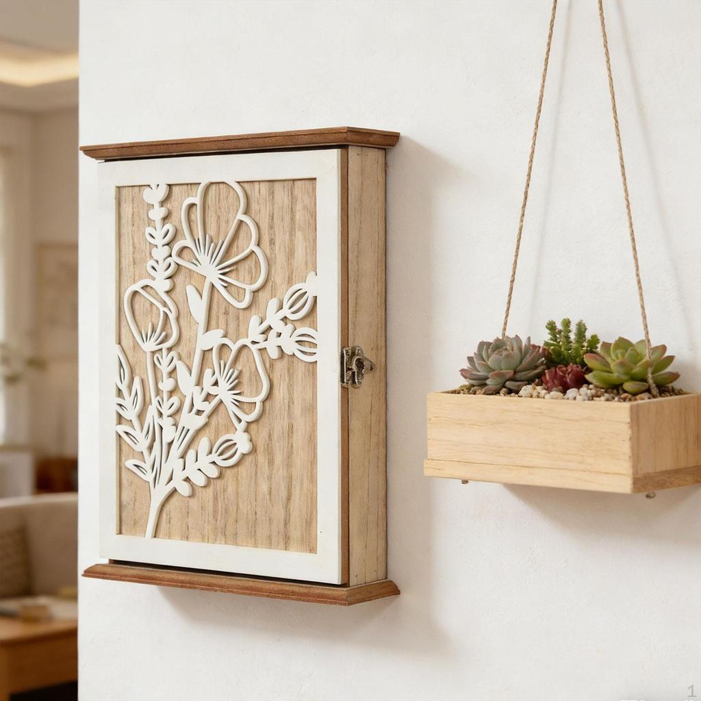 Key Cabinet Wall Mounted, Holder Handmade Solid Storage for Home Doorway Entryway Gift