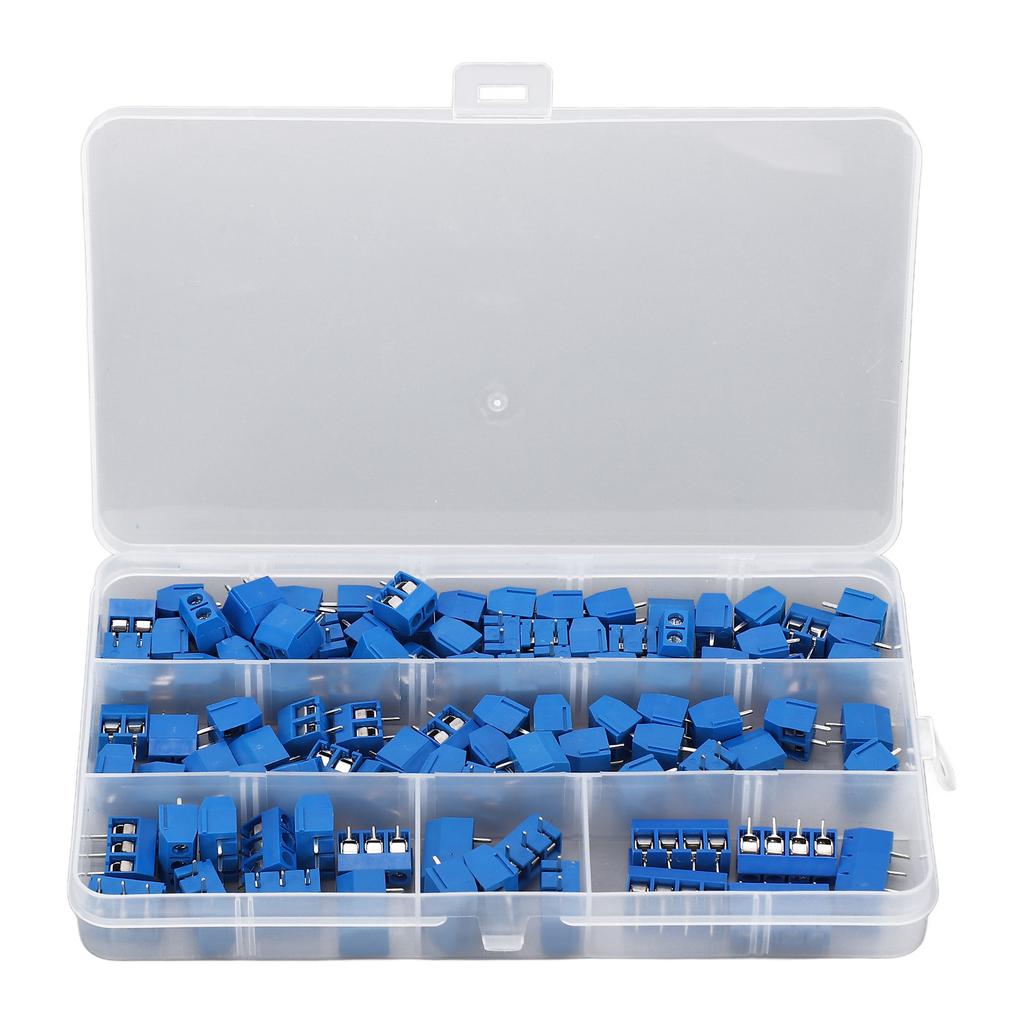 100 Stück Leiterplattenmontage Schraubklemmenblockverbinder 2-polig 3-polig 4-polig 10A 300V 5mm Rastermaß für Elektronik