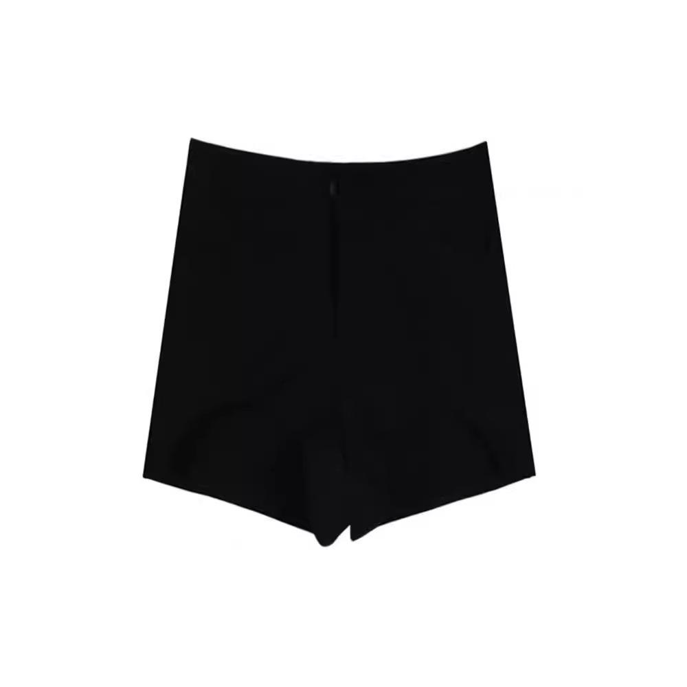Women's 2024 Summer High-Waisted Black A-Line Suit Shorts - Sexy, Slimming, Irregular, Hip-Hugging Casual Style