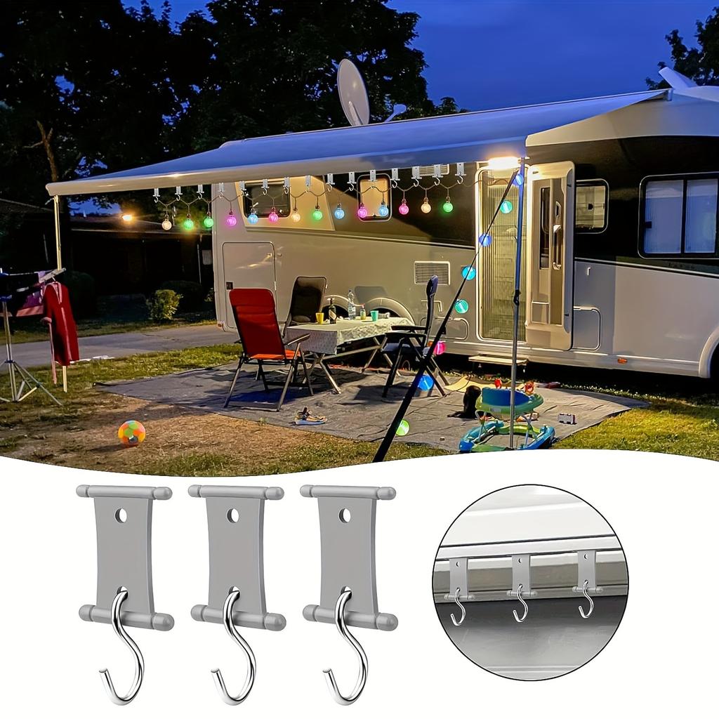 4/8/12/16Pcs S-Shaped Camping Awning Hooks Clips RV Tent Hangers Light Hangers For Caravan Camper Hooks Accessories Outdoor Supplies