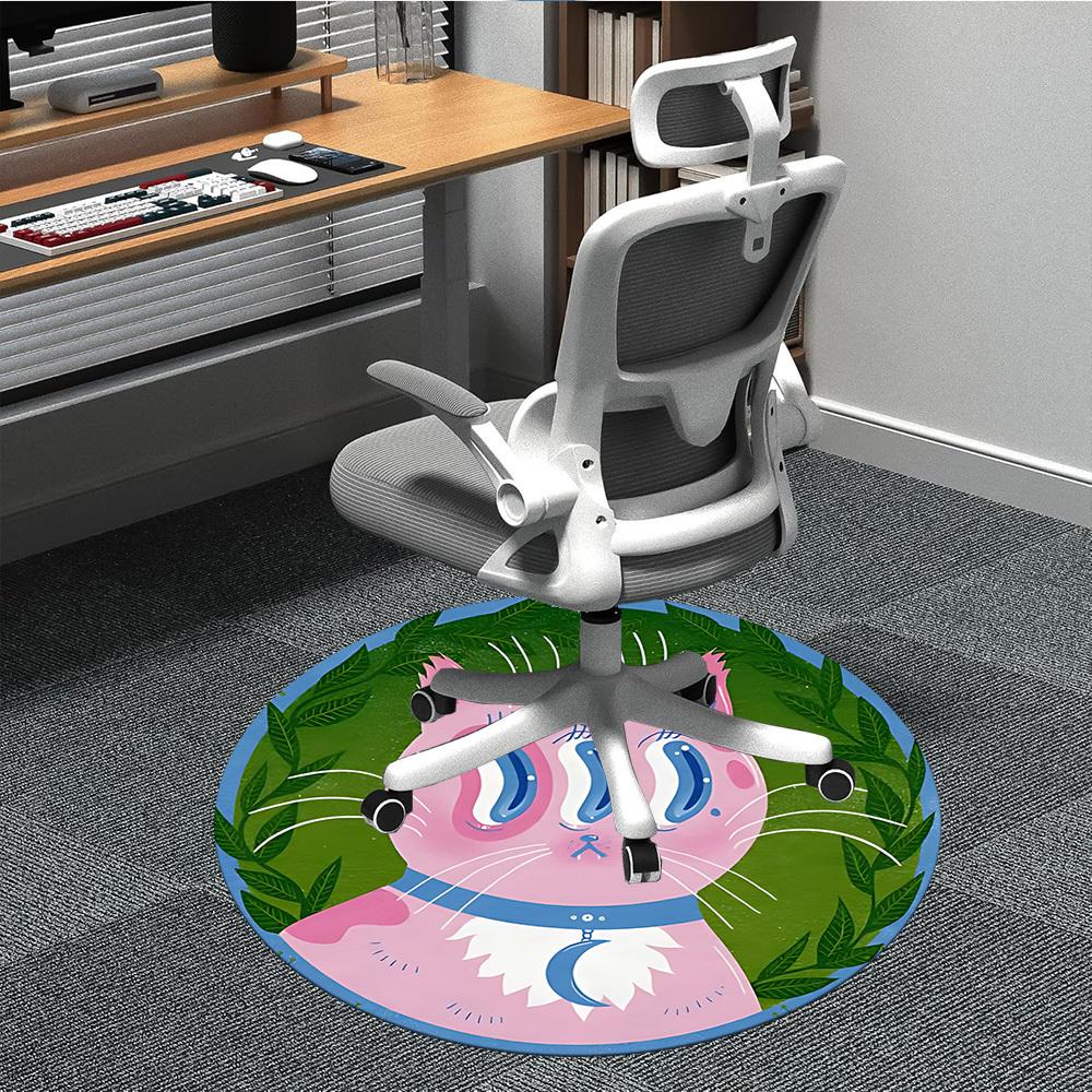 

1pc Cat Whiskers Pattern Office Round Area Rug, Indoor Mat Suitable For Office, Under Office Chairs Bedroom Living Room Home Decor, Room Deco 019 80cm by 80cm