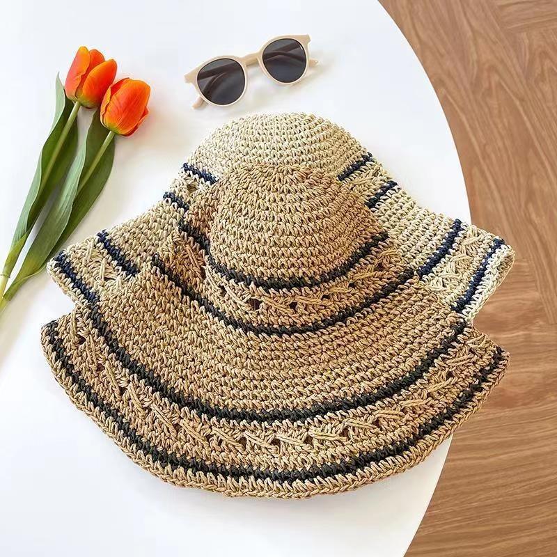 Straw hat production sunshade sunscreen travel vacation versatile foldable straw hat spring new hat women