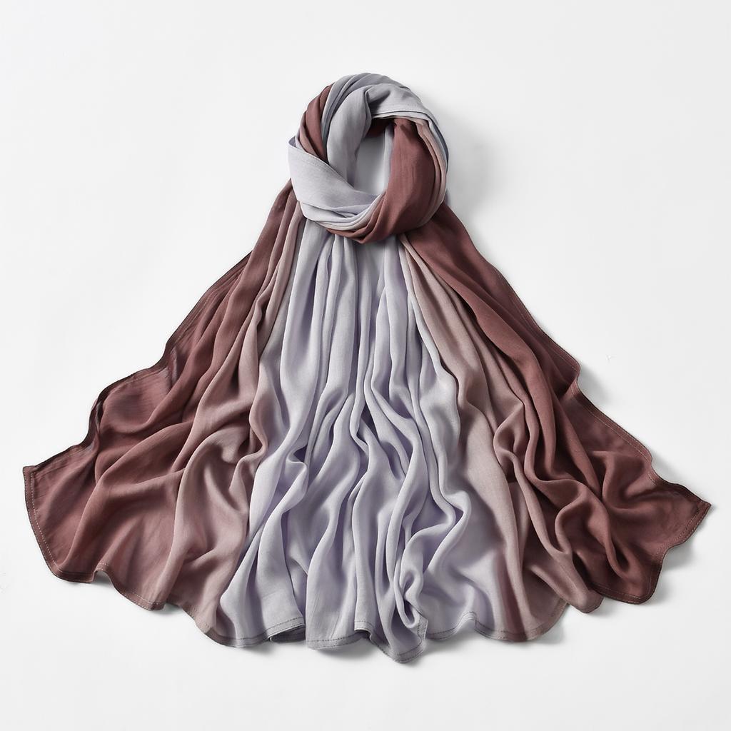 Muslim Gradient Hijab Scarf Women Premium Jersey Hijab Shawl Fashion Splicing Color Plain Turban Soft Cotton Jersey Headscarf