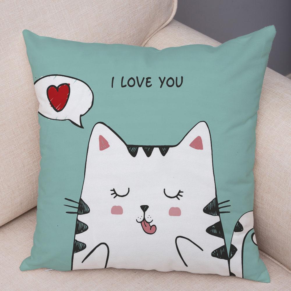 45x45cm Cute Cartoon Animal Decoration Pillowcase Colorful Pet Cat Cushion Cover Sofa Car Office Seat Cushion Cover Home Decor