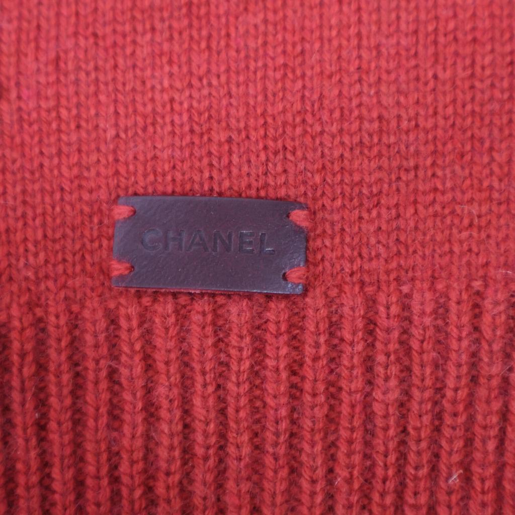 Chanel Red 00A P16084V00791 Cashmere High Neck Knit Tops 38 RedUsed