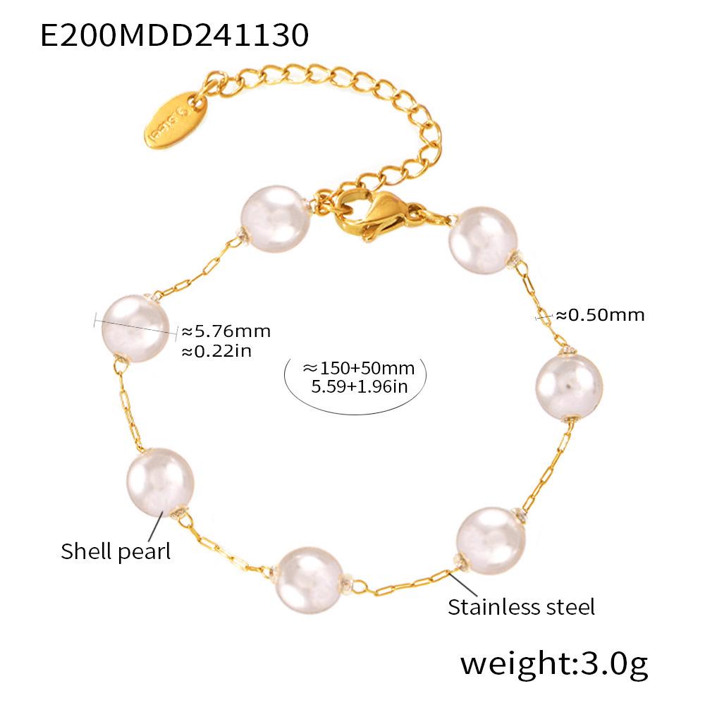 Qiong Yao Elegant 6mm Stainless Steel Bead Necklace & Bracelet Set for Women