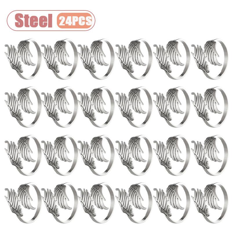 1-24PCS Open Adjustable Wing Couple Rings Stainless Steel Polished Hypoallergenic Comfort Fit Jewelry for Daily Wear Anniversary