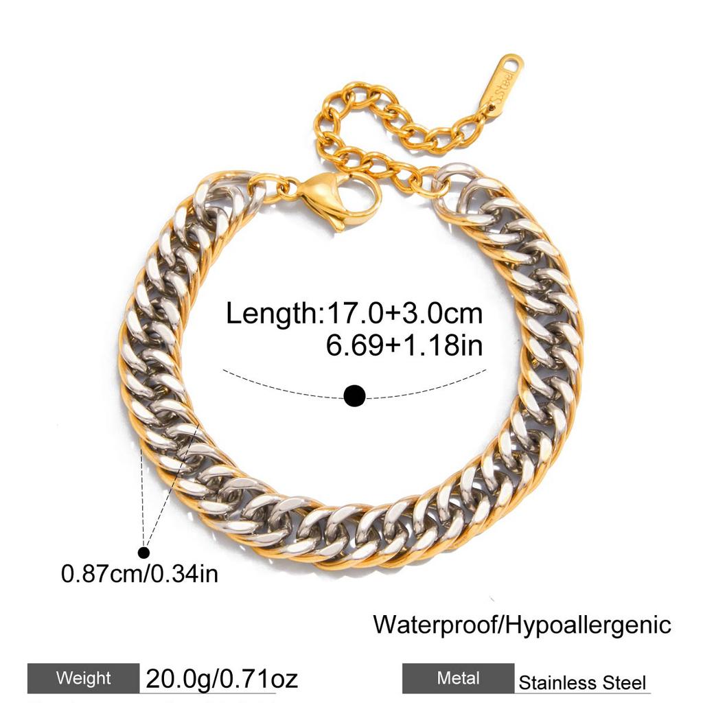 Yori Fashion Exquisite Basic Cuban Chain Bracelet for Women Rust Proof Personalized Charm Wrist Jewellery New Gift