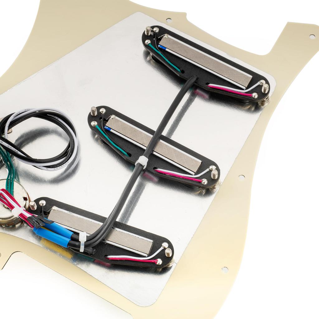 Musiclily SSS Golpeador Pre-cableado Alnico 5 Humbucker Tamaño Simple para Guitarra Eléctrica Strat 4P Perla Blanca Envejecida Pro-SE ST-DPHA