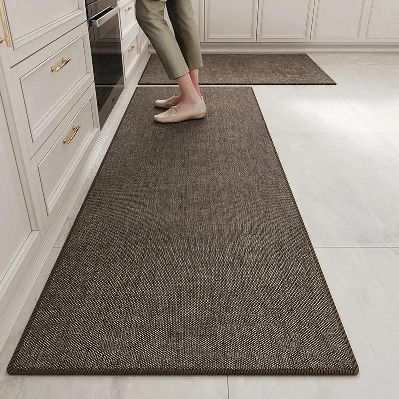 Kitchen Rug Long Strip Solid Color Style Loop Velvet Floor Mat Wear-resistant Non-slip Foot Mats Home Decoration Carpet