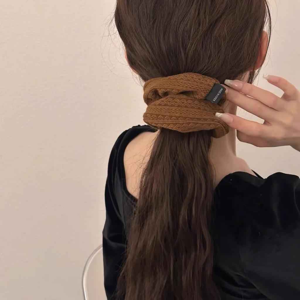 11cm Korea Vintage Knitted Scrunchie Women Girls Elastic Hair Rubber Band Accessories Tie Hair Ring Rope Headdress Headwear