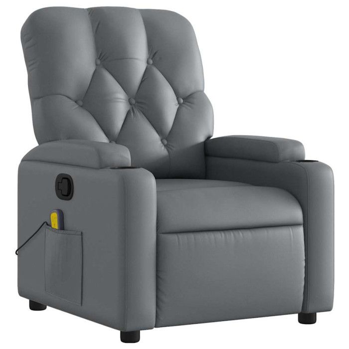 VidaXL Fauteuil de massage inclinable Gris Similicuir 372513