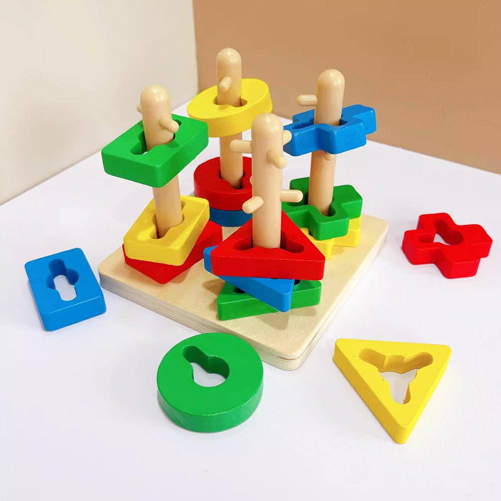 Blocks Toys Toys Color Shape Recognition Matching Learning Educational Wooden Toy For Children Wooden Sorting Stacking Gi H4m1