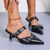 Fashion NEW Summer Pointed Belt Buckle Thin Heel Belt Buckle Single Shoes Women's Baotou Silver Back Empty High-heeled Sandals