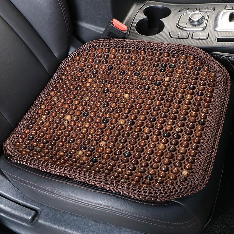 Four Seasons Universal Car Seat Cushion Set: Cooling Summer Pad with Breathable Wooden Beads and Bodhi Rattan Mat