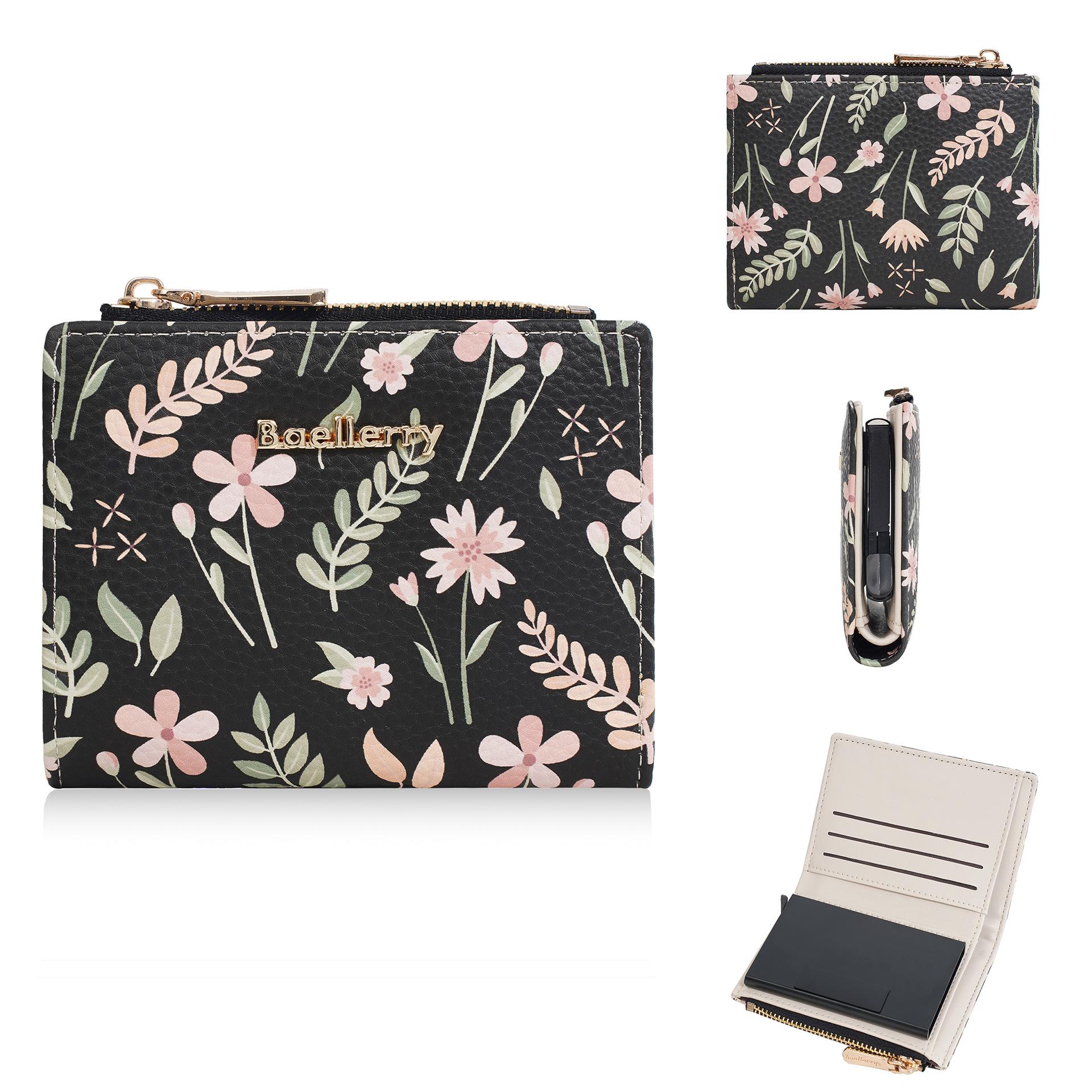 

New short wallet for women ins magnetic buckle anti-theft swiping soft wallet female card holders coin purse чёрный