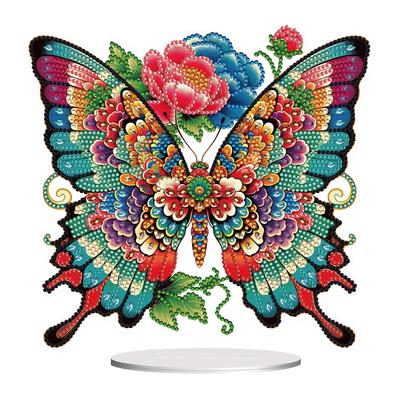 2D Flat Butterfly Print DIY Desktop Diamond Art Kits Acrylic Diamond Painting Desktop Ornaments Kit Special Shape for Home Decor