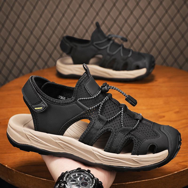 Men's Plus Size Cross-Strap Breathable Closed-Toe Sandals for Summer 2025 - Casual Outdoor Beach Shoes