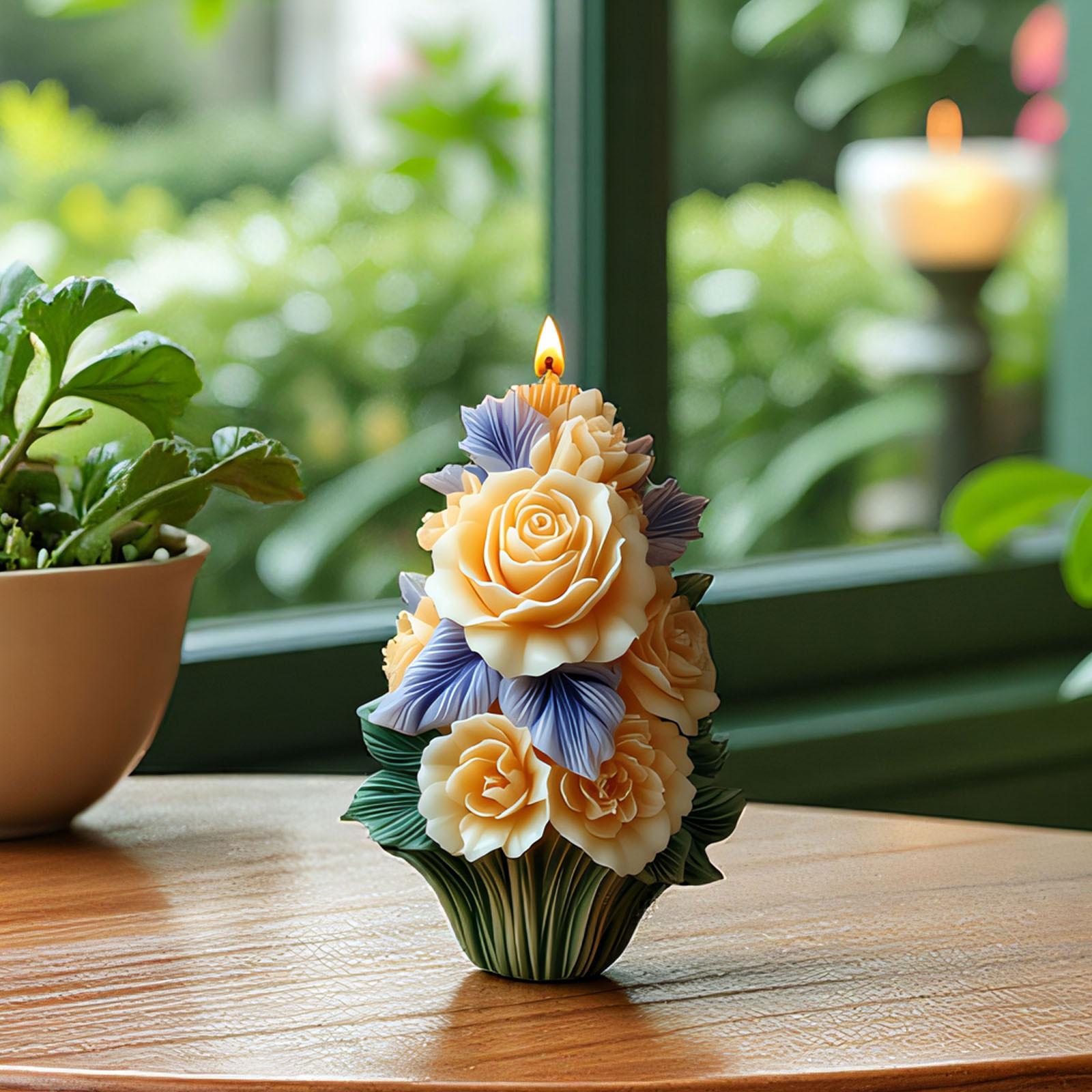 3D Multilayer Flower Candle Molds Castings Molds Epoxy Resin Molds Bouquet Silicone Moulds Plasters Molds Ornament Molds