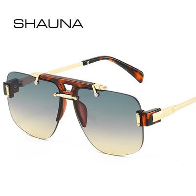 New Square Rimless Sunglasses Women Fashion Clear Ocean Gradient Lens Shades UV400 Retro Rivets Men Sun Glasses
