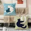 Flat Style Illustration Cat Pillow Case Pillowcase, Double-sided Printed, Sofa Cushion, Bedroom Headboard Pillow