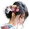 Hair Ornament Set Coming of Age Ceremony Furisode Tsumami Work Yukata Thirteen Pilgrimage Flower Hairpin Hair Accessory Comb Pin 3-piece Kk-013 (Plum)