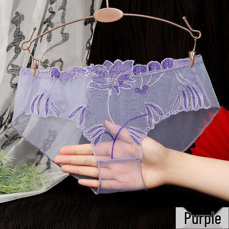 

Yanbeiwei Женские летние 2025 года вышитые прозрачные трусики со средней посадкой - Большой размер, стиль 836 XL фиолетовый