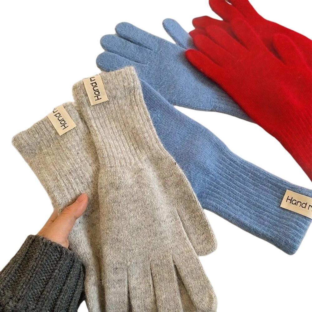 Full Finger Touch Screen Knitted Gloves Candy Colors Warm Riding Gloves  Men and Women