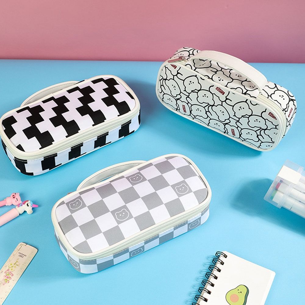 

Сумка для канцелярских принадлежностей большой емкости для студентов, сумка для карандашей, сумка для канцелярских принадлежностей, сумка для ручек в шахматном порядке, сумка для мелочей