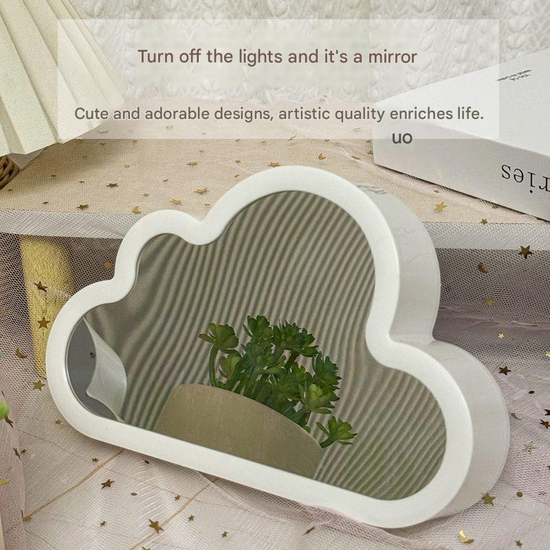 Creative Cloud Tulip Night Light DIY Handmade Mirror Flower Sea Atmosphere Lamp Desktop Decoration Birthday Holiday Gift
