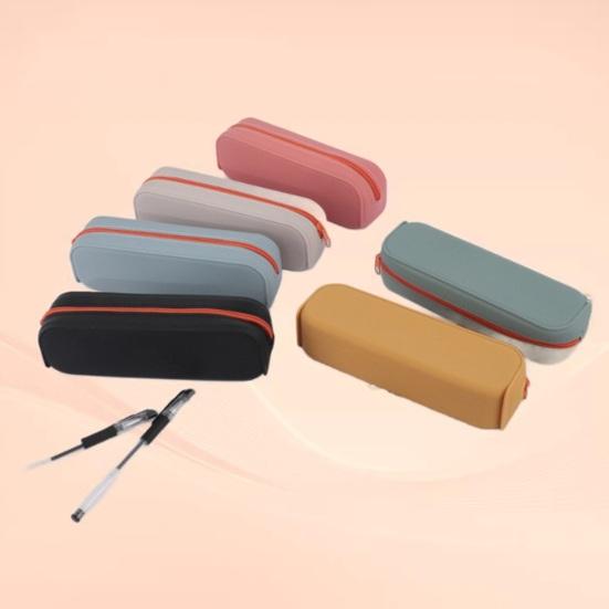 Silicone Pencil Case, Large Capacity Rectangle Pen Holder, Washable Cute Stationery Organizer for Office School