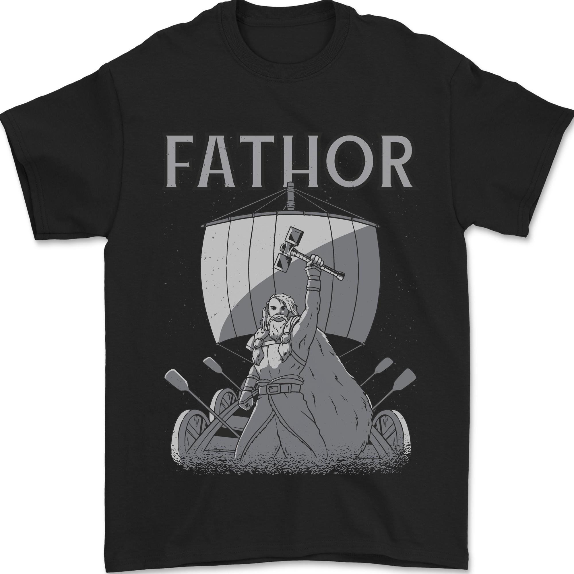 Fathor Funny Fathers Day Viking Ship Mens T-Shirt 100% Cotton XXL