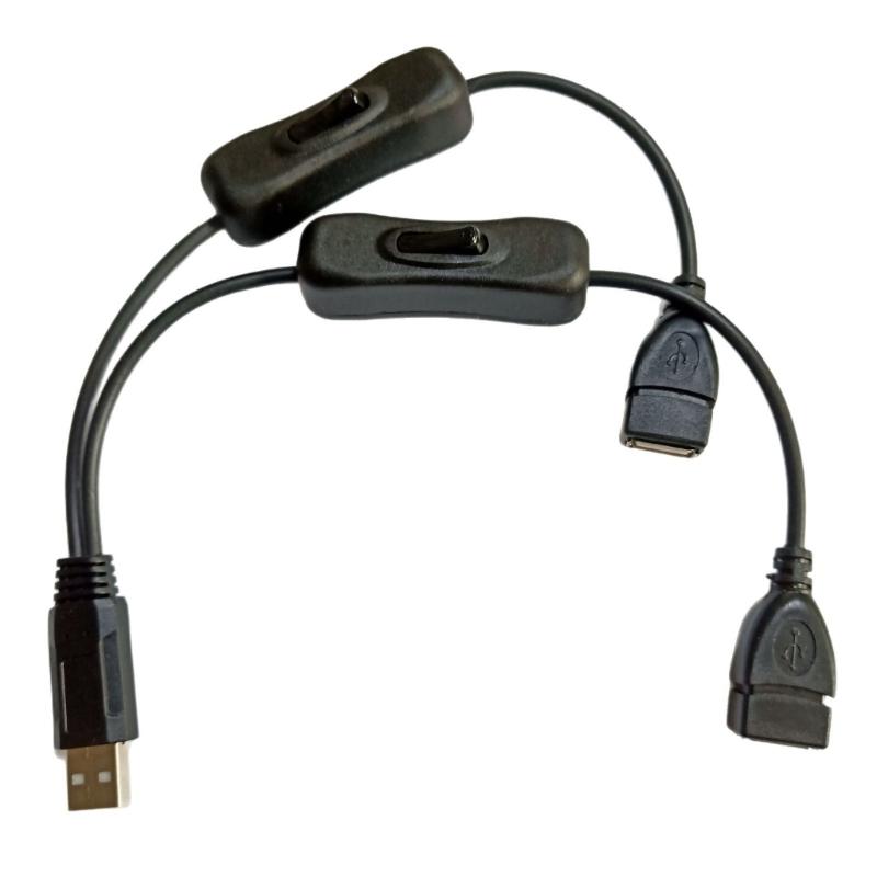 

USB-разветвитель 1 на 2 с переключателями для управления питанием и передачи данных, 31 см, USB A на два USB-порта (мама) 1