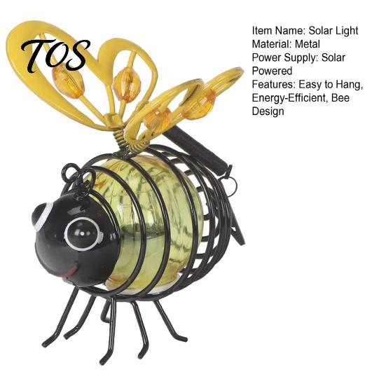Automated Dusk to Dawn Lighting Solar Bee Garden Light, Outdoor Solar-Powered Metal Lantern, Waterproof Creative Ornaments for Hanging Light