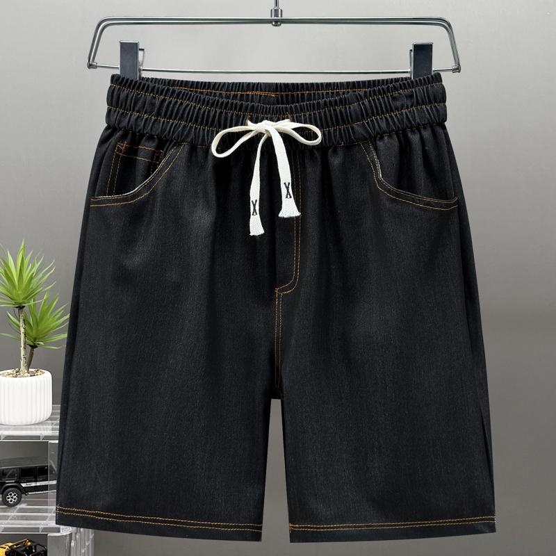 

Летние мужские джинсовые шорты винтажная одежда больших размеров повседневные короткие шорты с эластичной резинкой на талии 5XL(83kg-90kg)