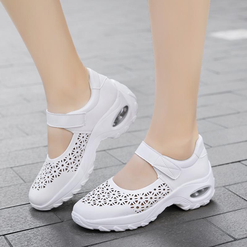 2024 Summer New Lightweight Large Size Shoes Hollow Women's Shoes Nurse Shoes Middle-aged Dance Shoes Sports Shoes Breathable