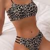 New women's triangular halter bikini swimsuit gathers sexy swimsuit leopard print cover